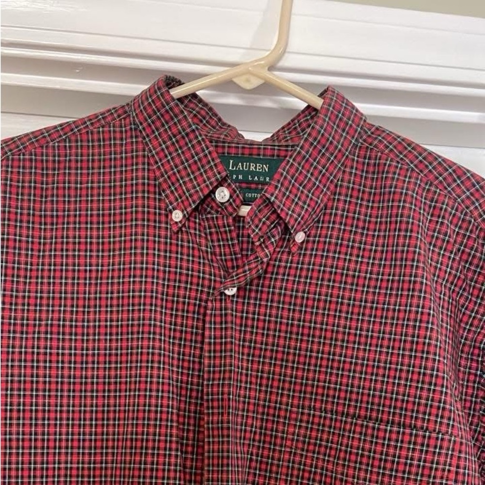 Lauren Ralph Lauren Men's Red and Black Checkered Shirt